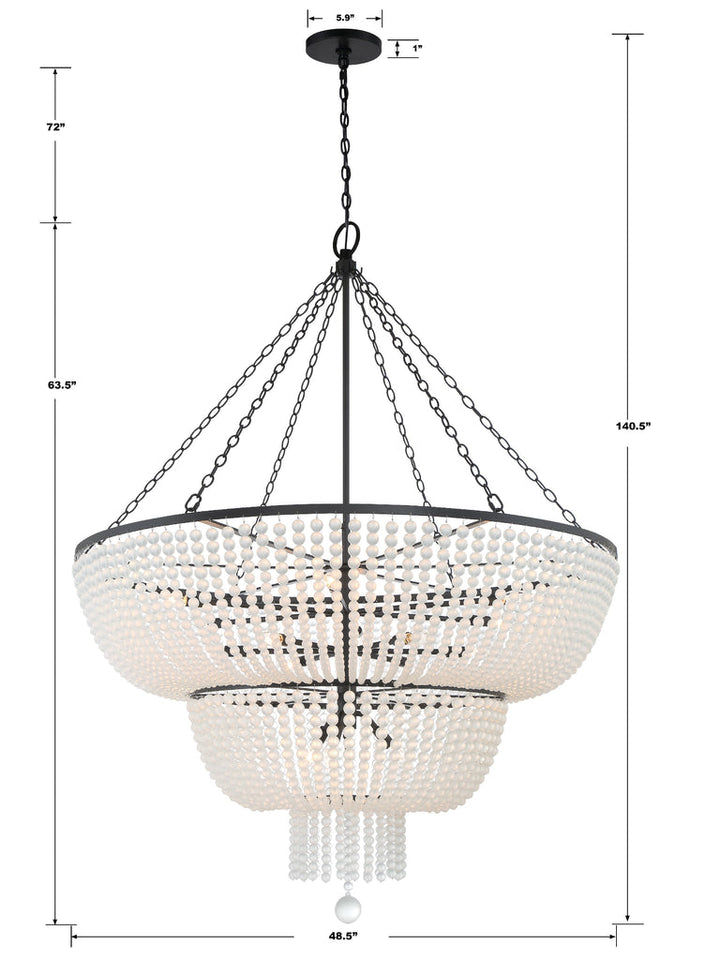 Rylee 15 Light Matte Black Chandelier Crystorama