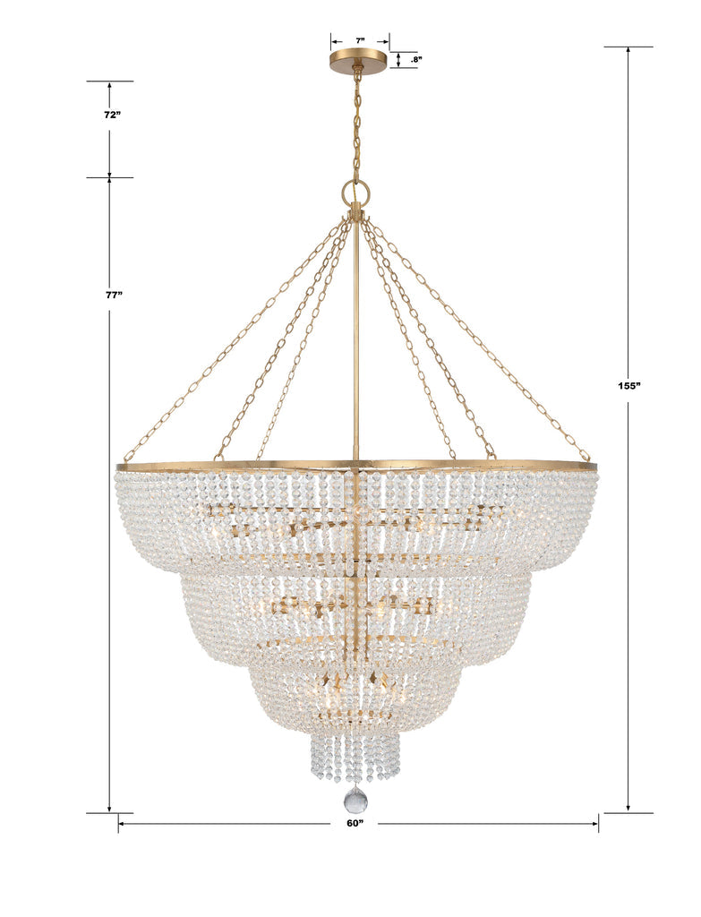 Rylee 24 Light Antique Gold Chandelier Crystorama