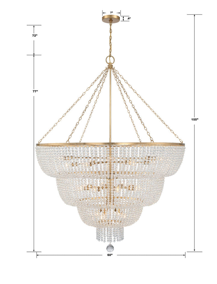 Rylee 24 Light Antique Gold Chandelier Crystorama