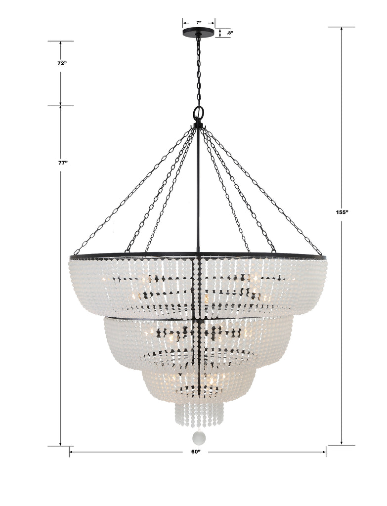 Rylee 24 Light Matte Black Chandelier Crystorama