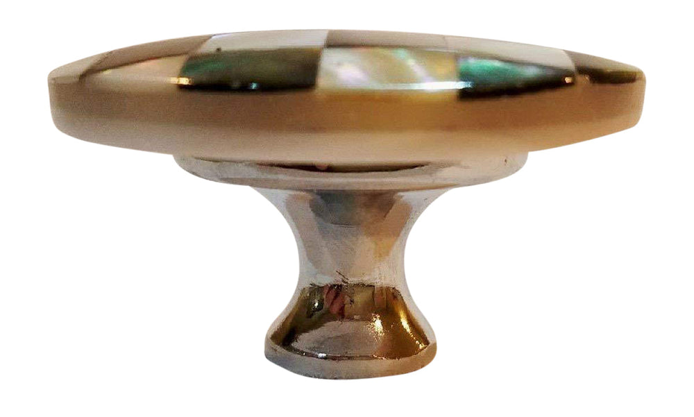 2 Inch Authentic Mother of Pearl & Abalone Oversized Cabinet & Furniture Knob (Polished Chrome Finish) COPPER MOUNTAIN HARDWARE
