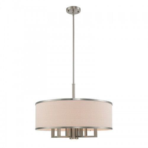 7 Light Brushed Nickel Pendant Chandelier Livex