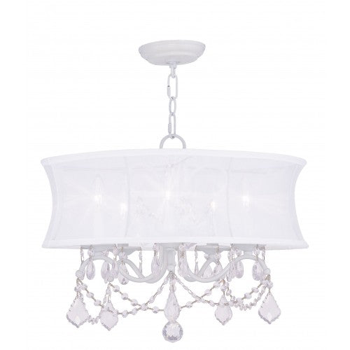 5 Light White Chandelier Livex