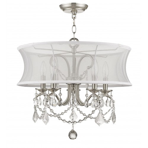 5 Light Brushed Nickel Chandelier Livex