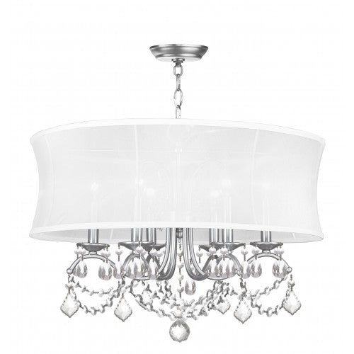 6 Light Brushed Nickel Chandelier Livex