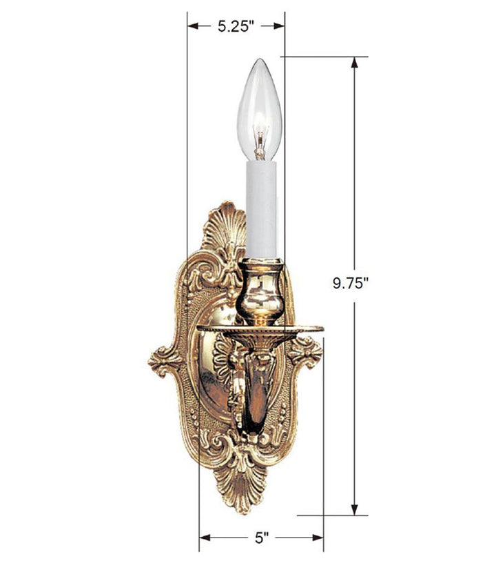 Crystorama 1 Light Polished Brass Cast Sconce Crystorama