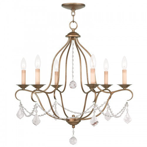 6 Light Antique Gold Leaf Chandelier Livex