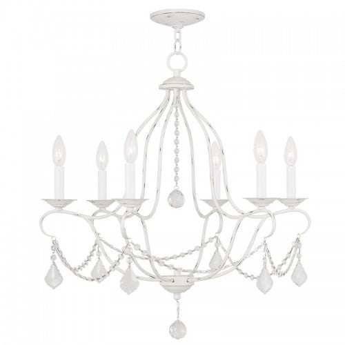 6 Light Antique White Chandelier Livex