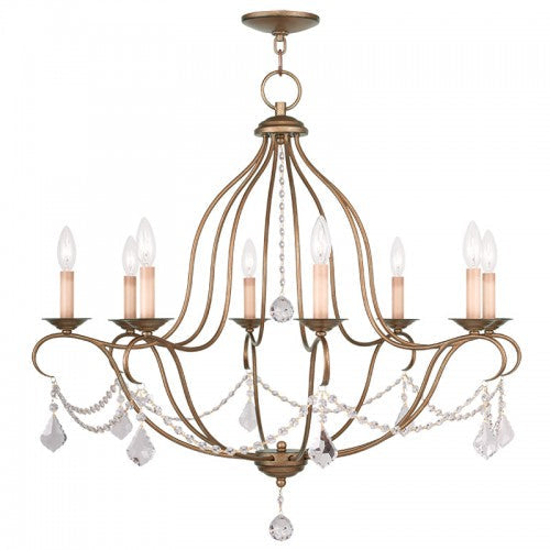 8 Light Antique Gold Leaf Chandelier Livex