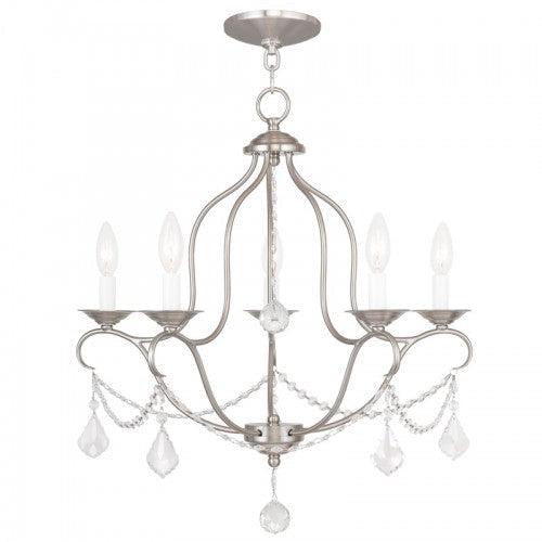 5 Light Brushed Nickel Chandelier Livex