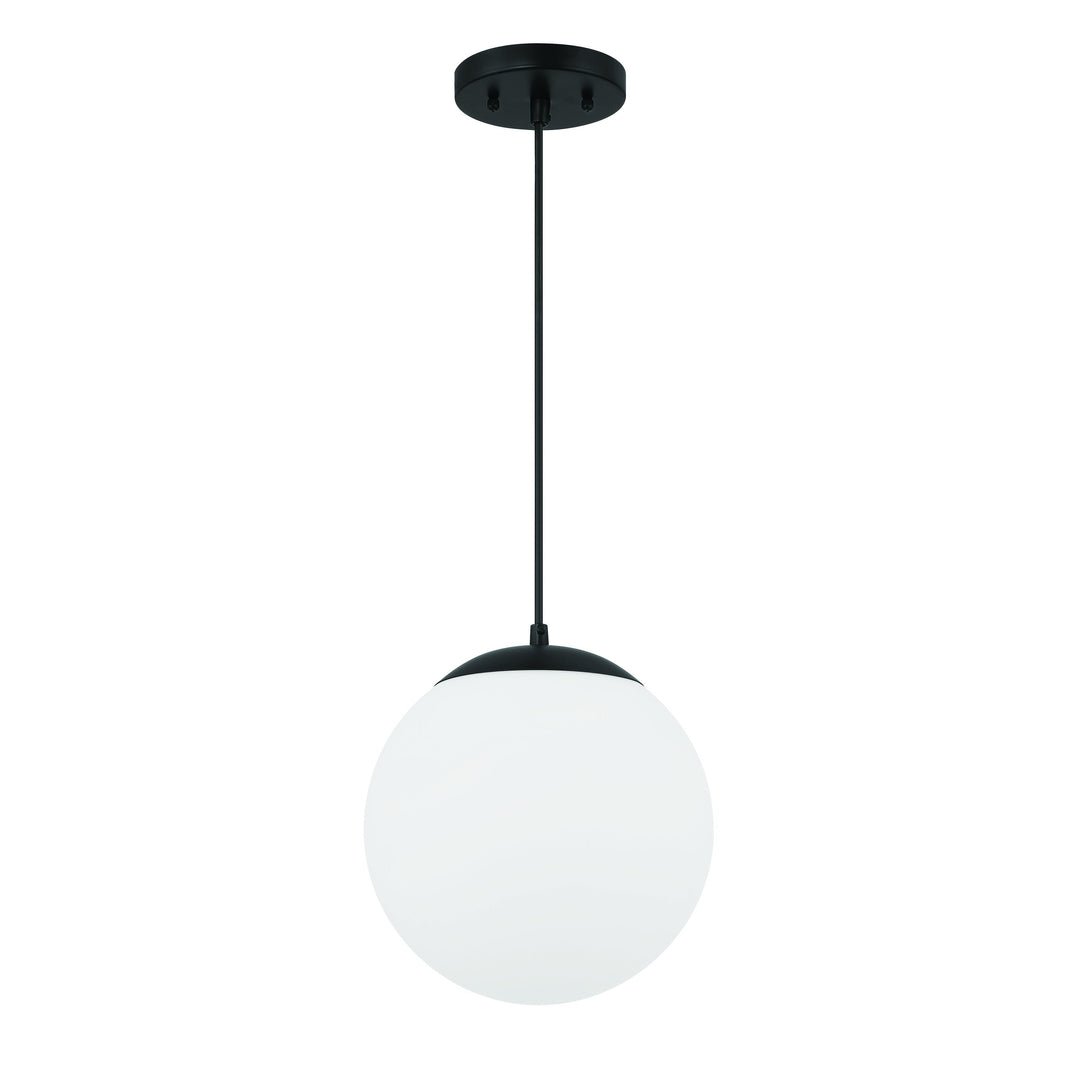 Gaze 10" 1 Light Pendant in Flat Black, White Glass CRAFTMADE