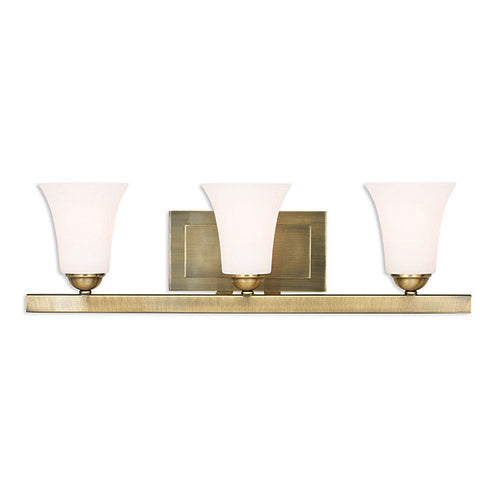 3 Light Antique Brass Bath Vanity Livex