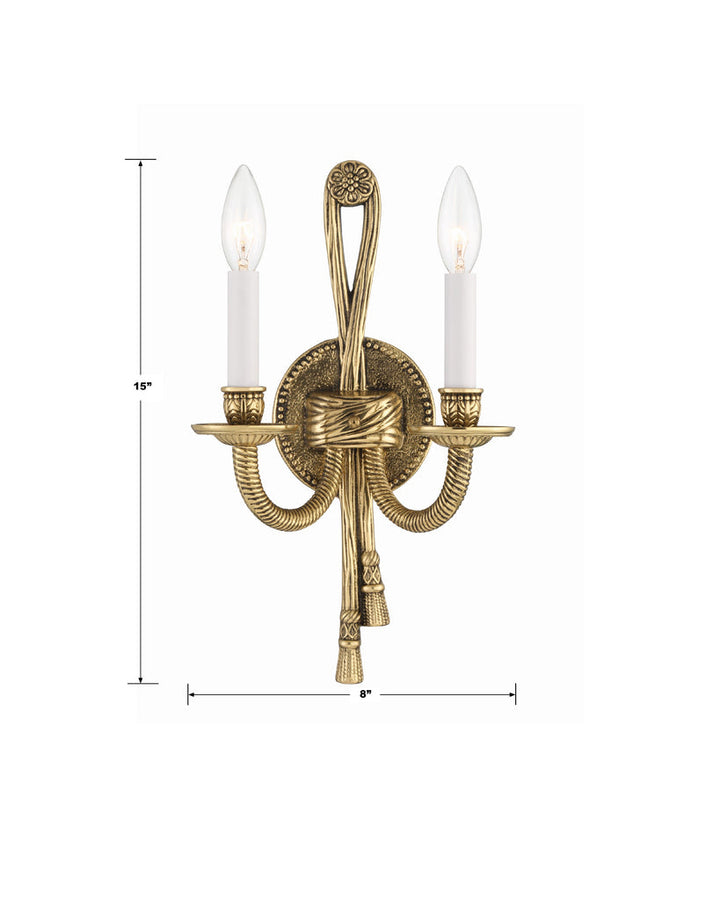 Crystorama 2 Light Olde Brass Cast Sconce Crystorama