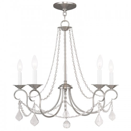 5 Light Brushed Nickel Chandelier Livex