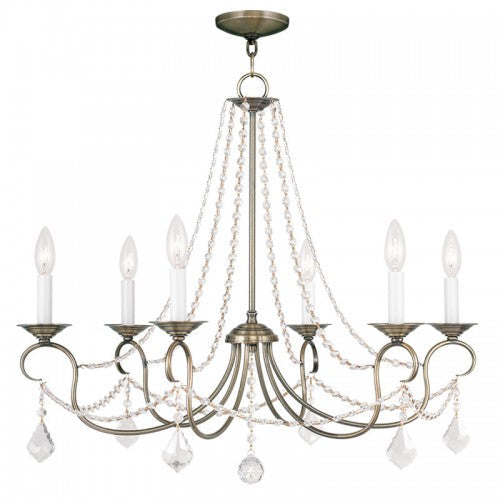 6 Light Antique Brass Chandelier Livex