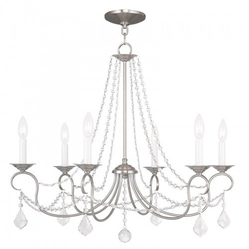 6 Light Brushed Nickel Chandelier Livex