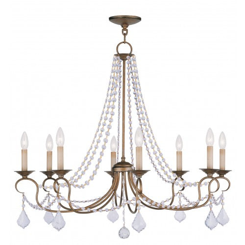 8 Light Antique Gold Leaf Chandelier Livex