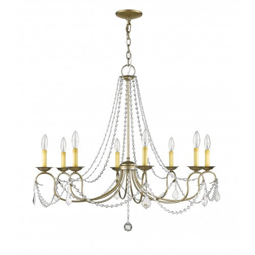 8 Light Antique Silver Leaf Chandelier Livex