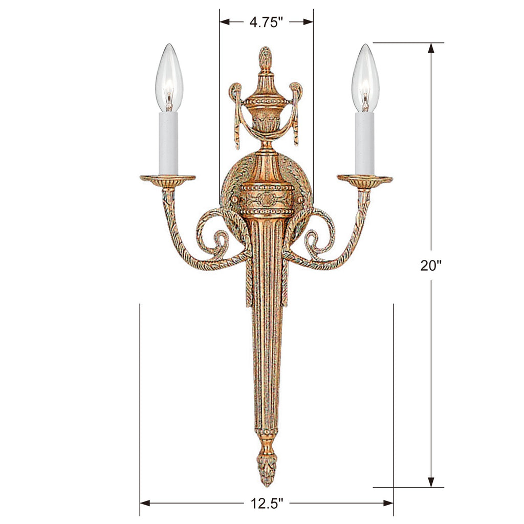 Crystorama Crystorama Crystorama 2 Light Matte Brass Cast Sconce