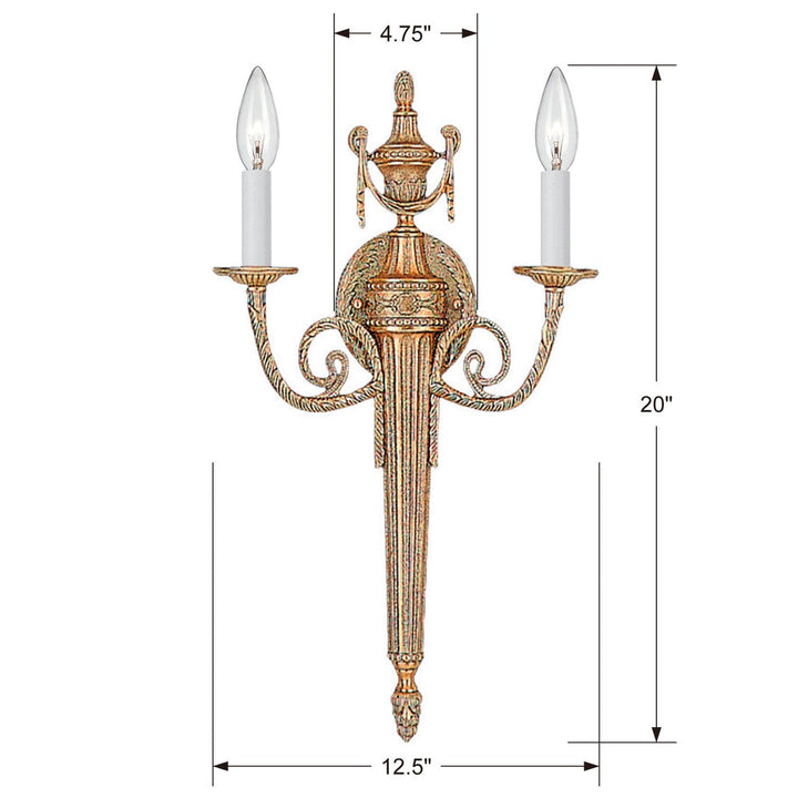 Crystorama Crystorama Crystorama 2 Light Matte Brass Cast Sconce