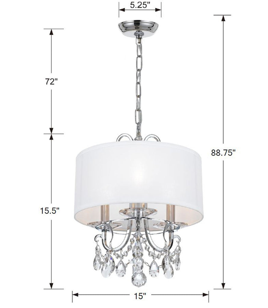 Othello 3 Light Spectra Crystal Polished Chrome Mini Chandelier Crystorama