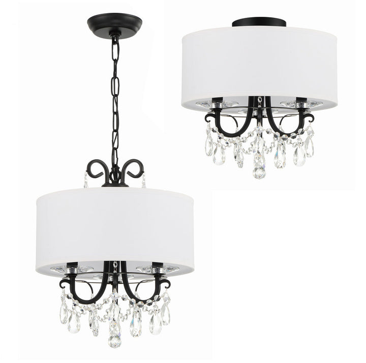 Othello 3 Light Matte Black Mini Chandelier Crystorama