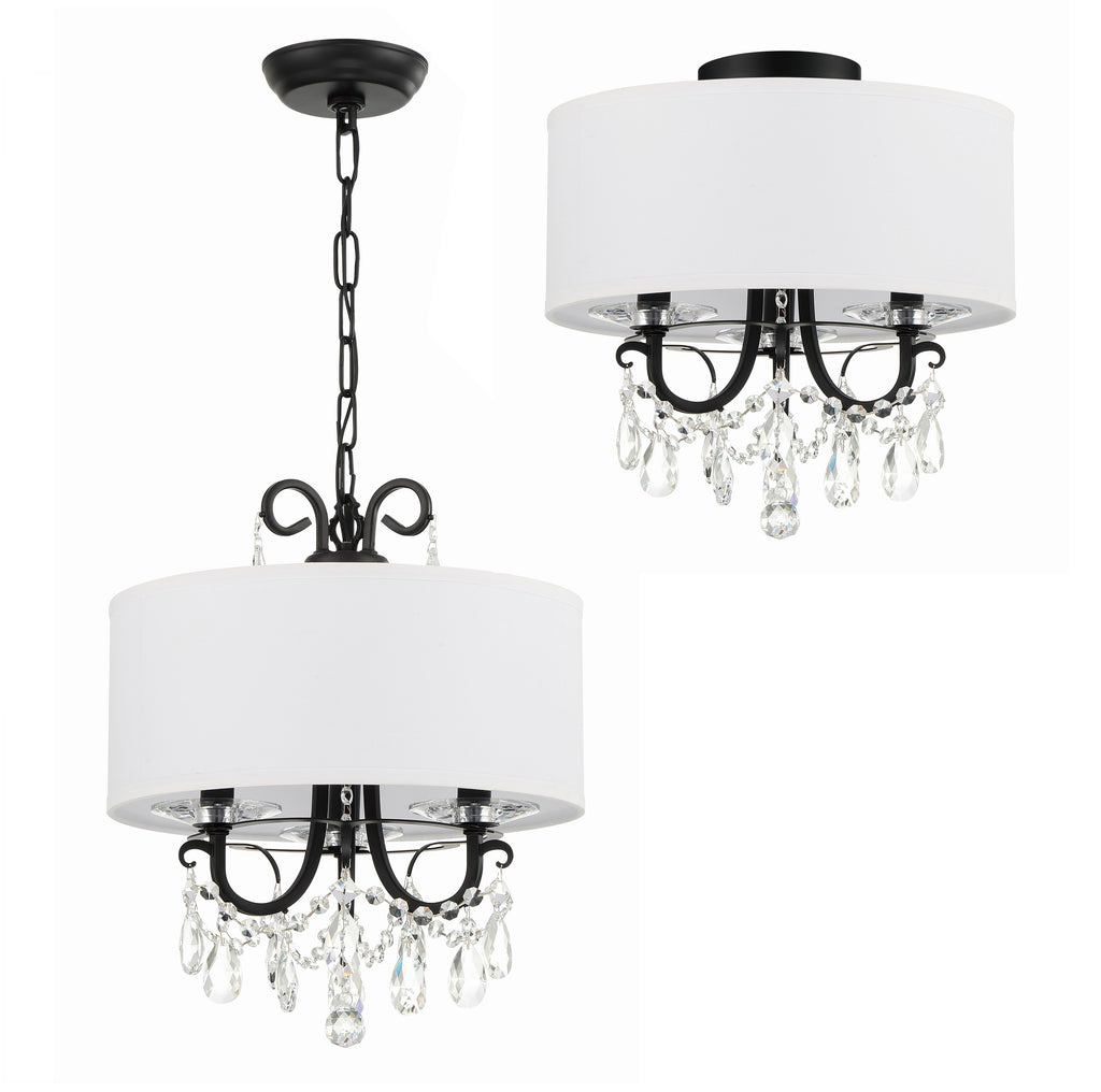 Crystorama Crystorama Othello 3 Light Matte Black Semi Flush Mount