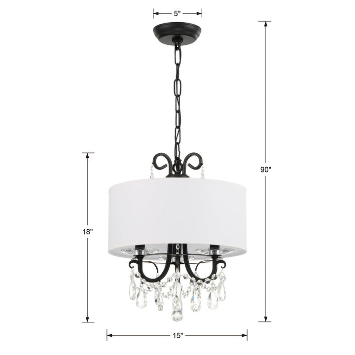 Othello 3 Light Matte Black Mini Chandelier Crystorama