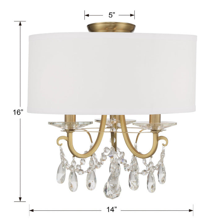 Crystorama Crystorama Othello 3 Light Vibrant Gold Semi Flush Mount