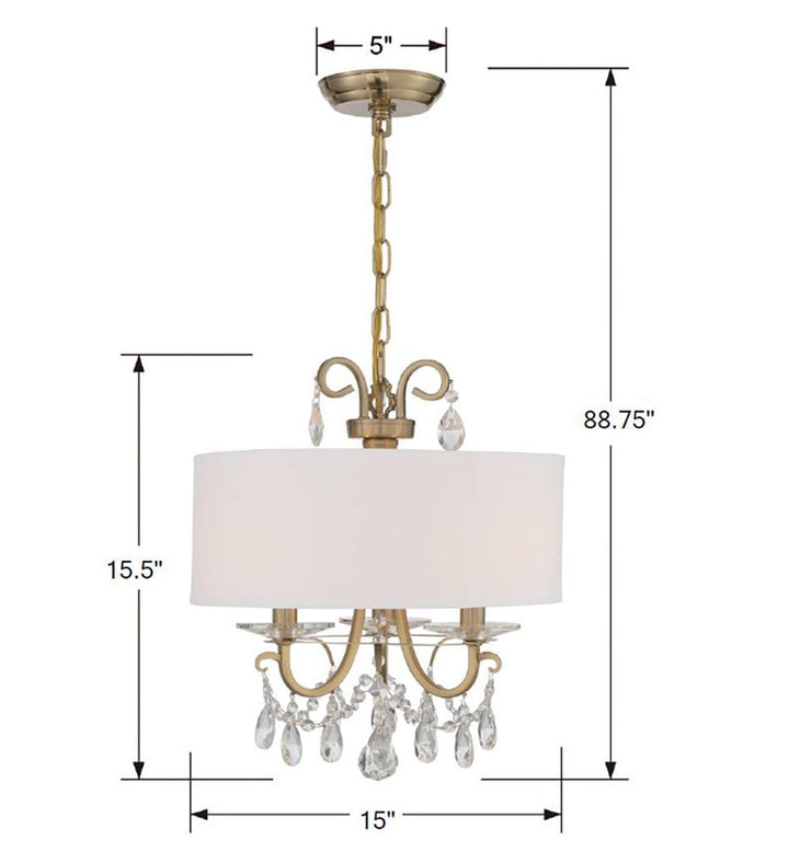 Othello 3 Light Vibrant Gold Mini Chandelier Crystorama