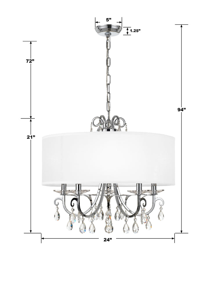 Othello 5 Light Clear Crystal Polished Chrome Chandelier Crystorama