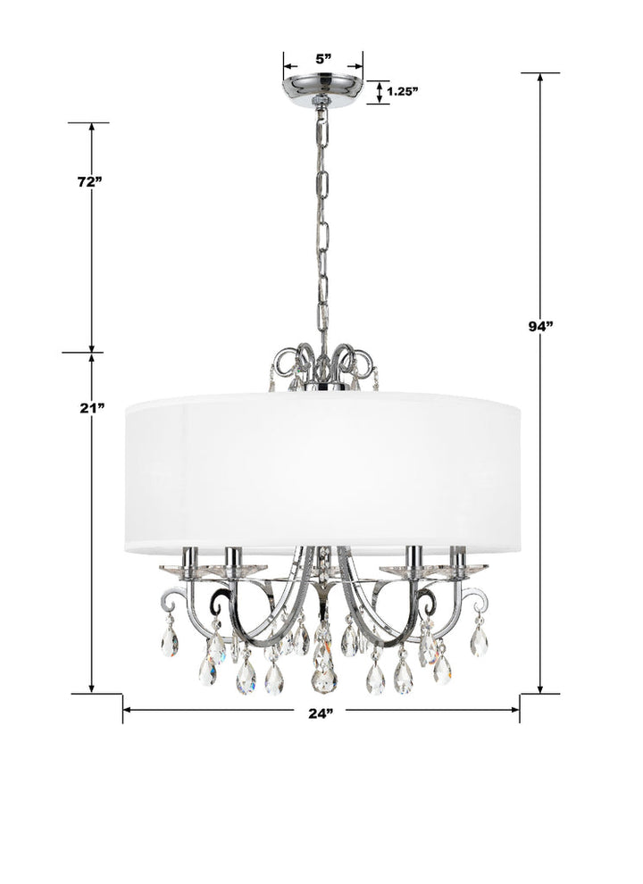 Othello 5 Light Clear Crystal Polished Chrome Chandelier Crystorama