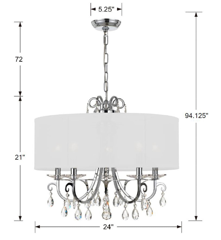 Othello 5 Light Swarovski Strass Crystal Polished Chrome Chandelier Crystorama