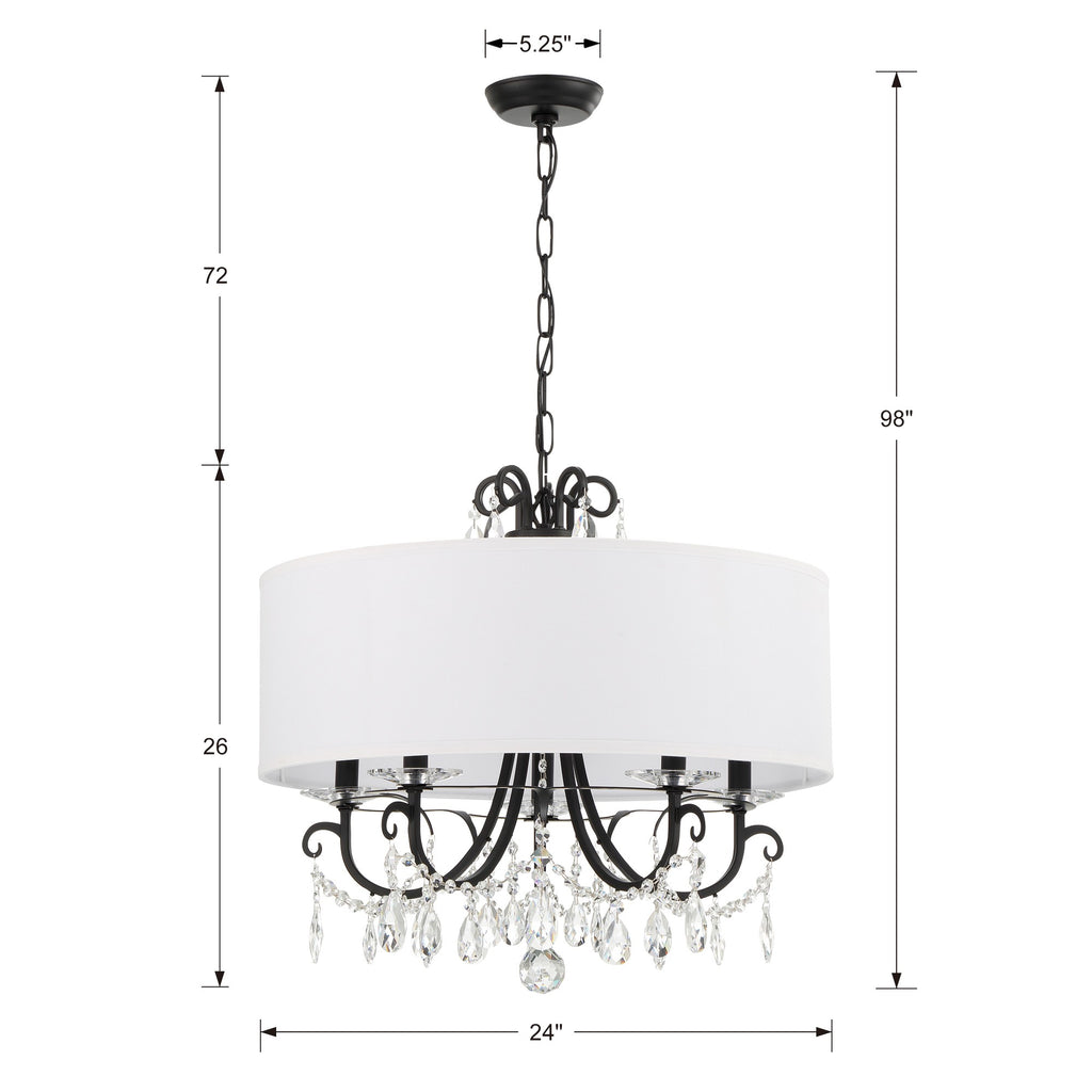 Othello 5 Light Matte Black Chandelier Crystorama