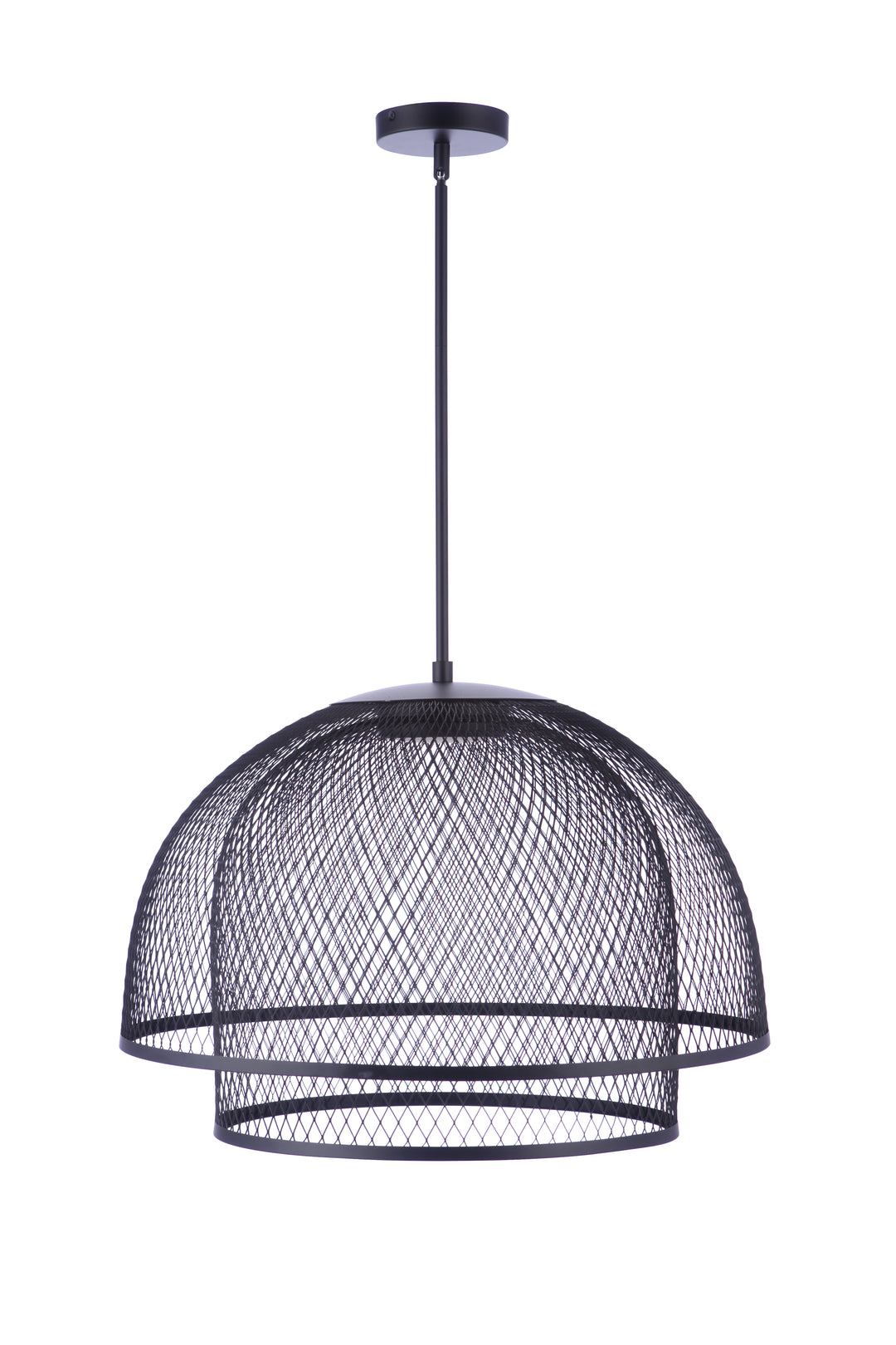 CRAFTMADE 24.25" Diameter Sculptural Statement Metal Mesh Dome 2 Shade Pendant in Flat Black