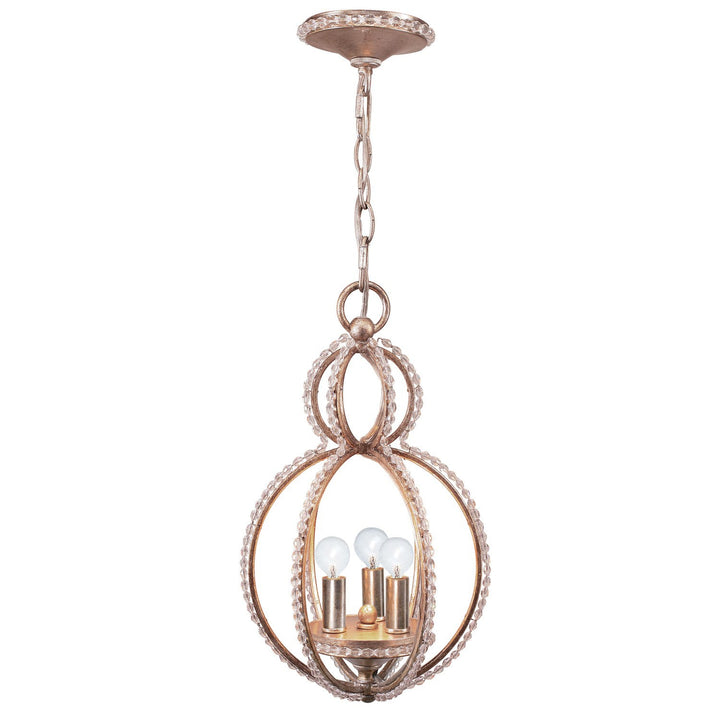 Garland 3 Light Crystal Bead Distressed Twilight Mini Chandelier Crystorama