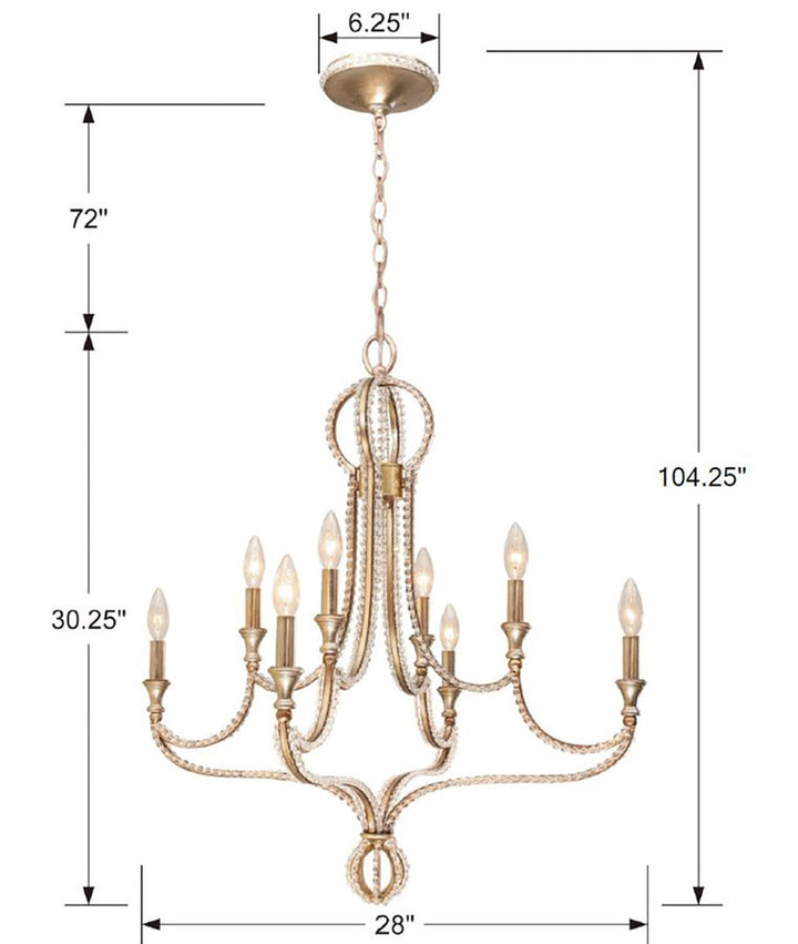 Garland 8 Light Crystal Bead Distressed Twilight Chandelier Crystorama