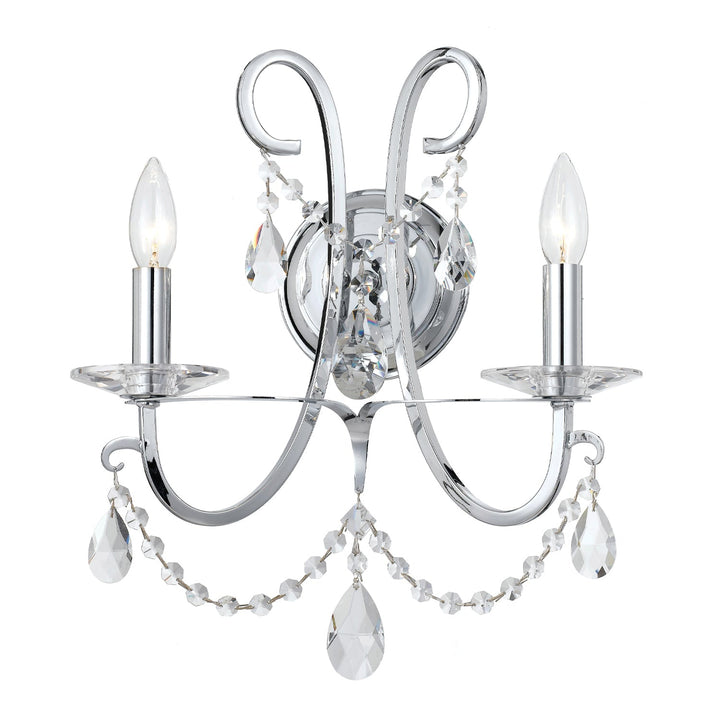 Othello 2 Light Spectra Crystal Polished Chrome Sconce Crystorama