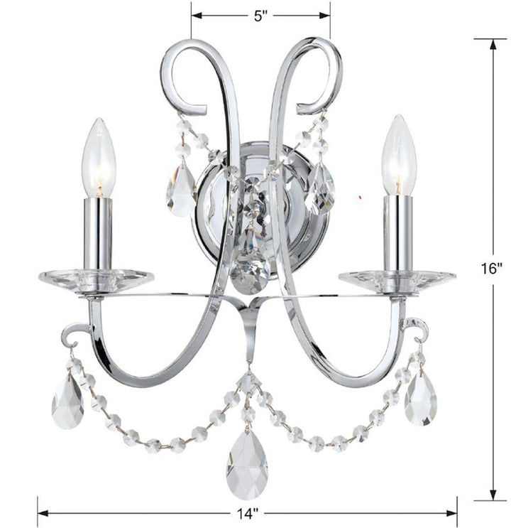 Othello 2 Light Spectra Crystal Polished Chrome Sconce Crystorama