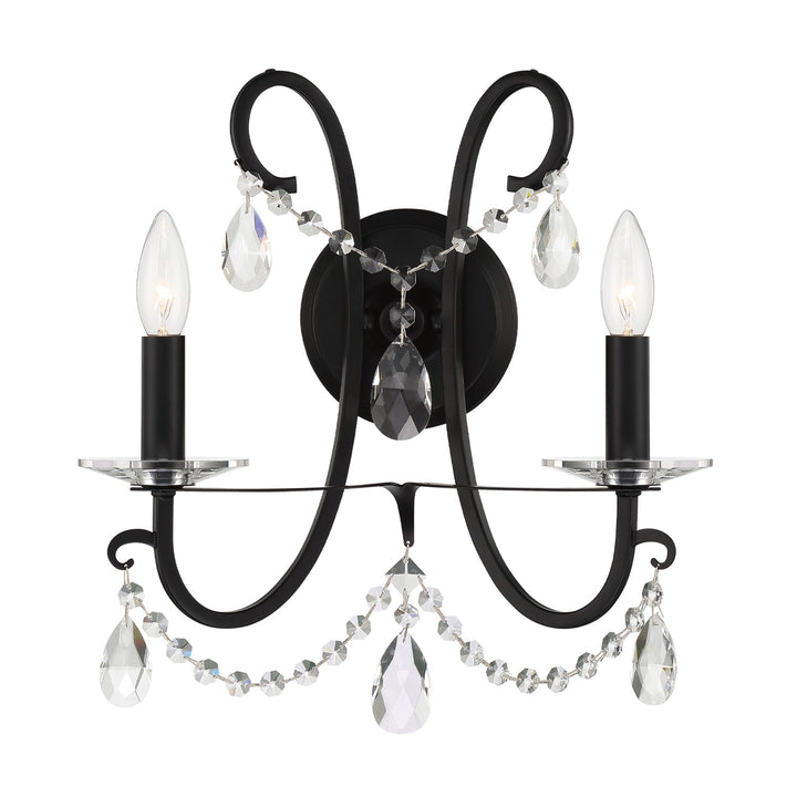 Othello 2 Light Matte Black Sconce Crystorama