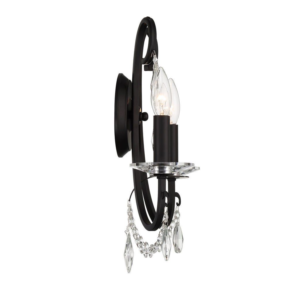 Othello 2 Light Matte Black Sconce Crystorama