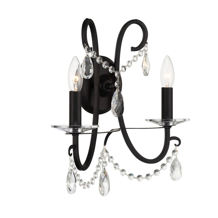 Othello 2 Light Matte Black Sconce Crystorama