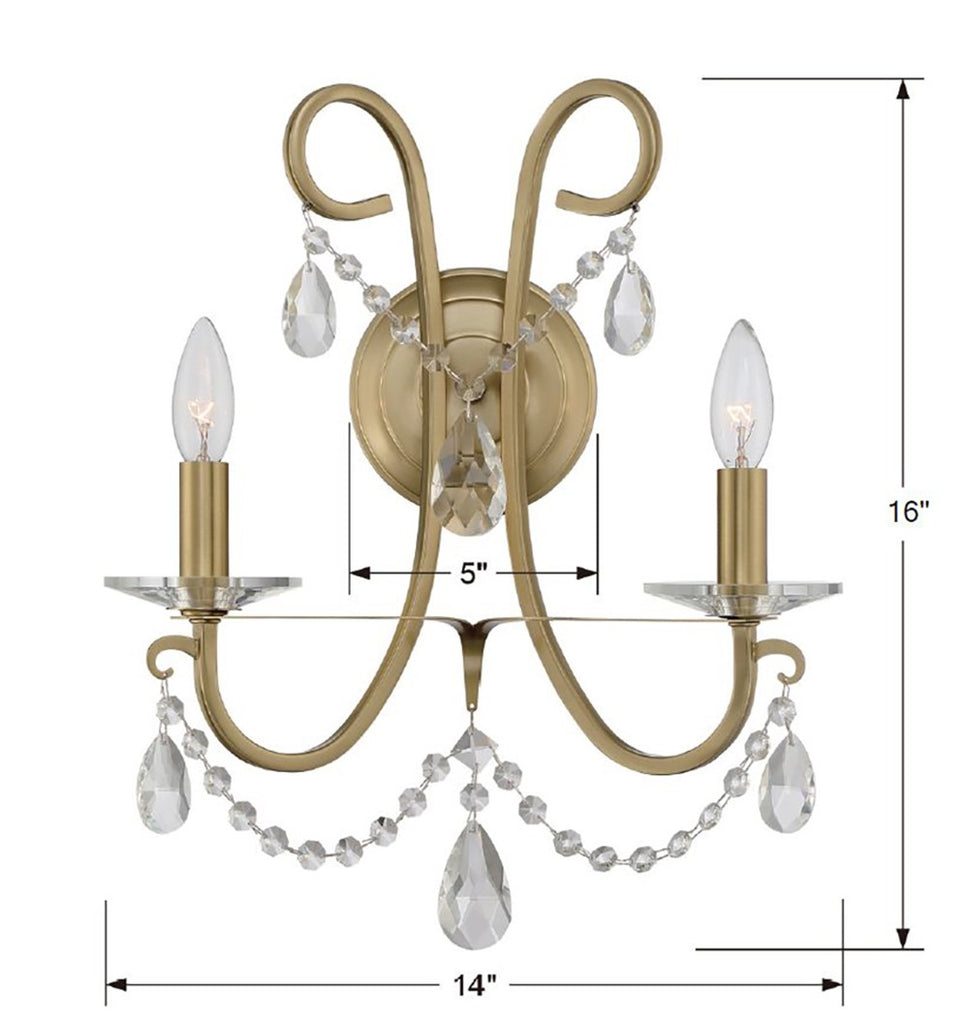 Crystorama Crystorama Othello 2 Light Vibrant Gold Sconce