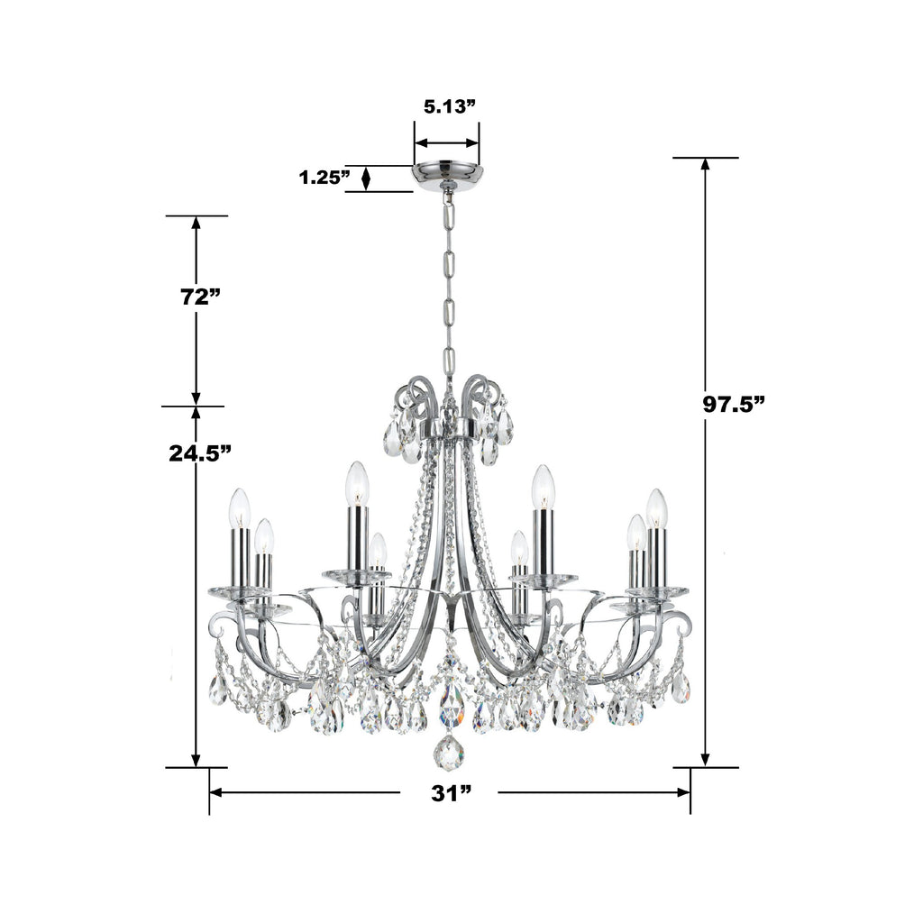 Othello 8 Light Polished Chrome Chandelier Crystorama