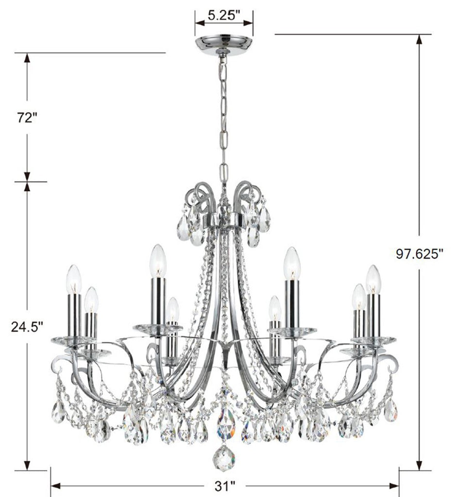 Othello 8 Light Swarovski Strass Crystal Polished Chrome Chandelier Crystorama