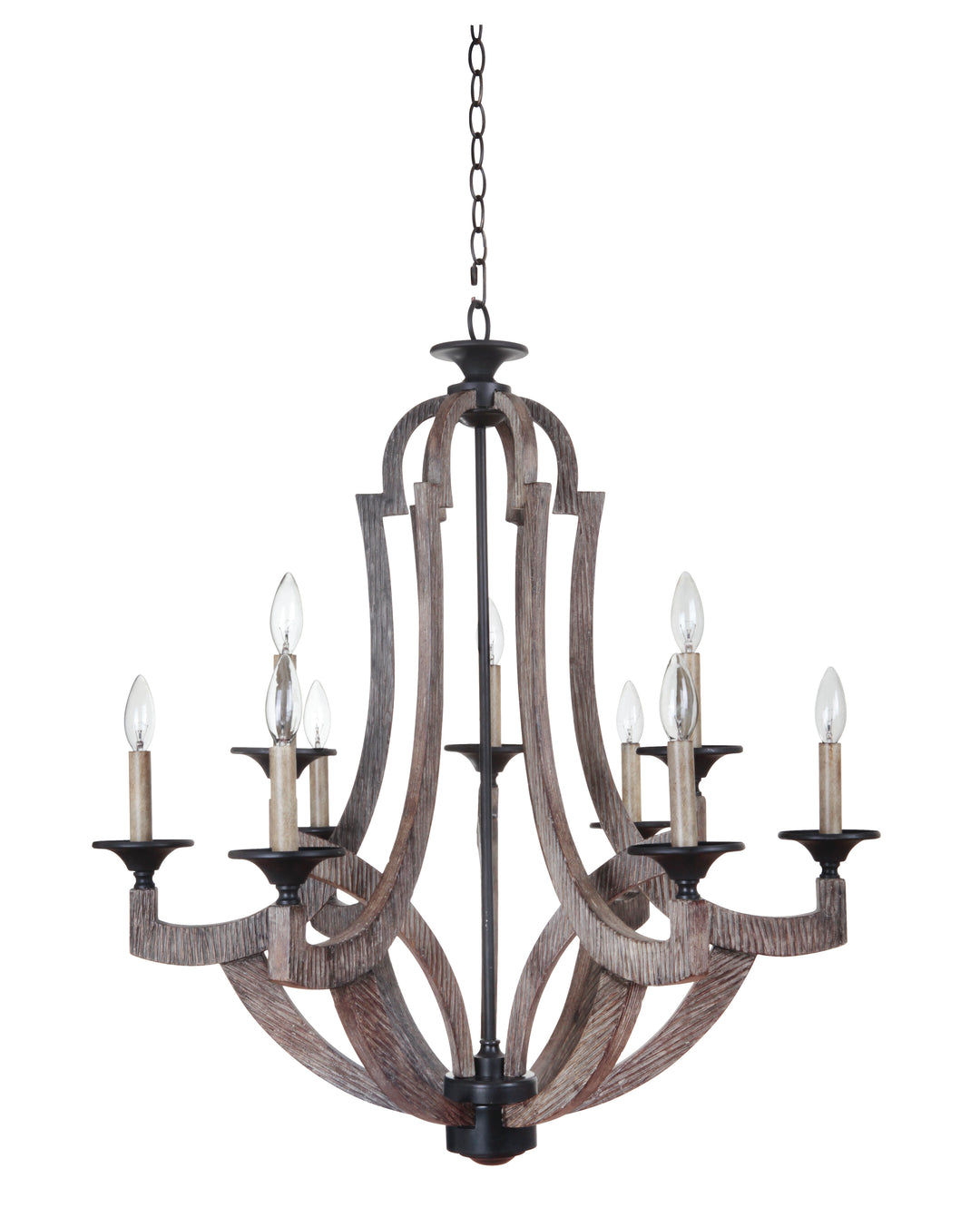 CRAFTMADE Winton 9 Light Chandelier in Weathered Pine/Bronze