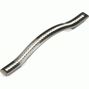 SCHAUB 7 1/2 Inch (5 Inch c-c) Skyevale Cabinet Pull with Crystals (Black Chrome Finish)