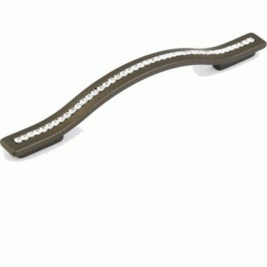 SCHAUB 7 1/2 Inch (5 Inch c-c) Skyevale Cabinet Pull with Crystals (Milano Bronze Finish)