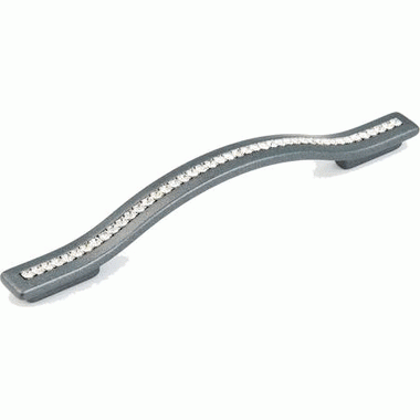 SCHAUB 7 1/2 Inch (5 Inch c-c) Skyevale Cabinet Pull with Crystals (Milano Silver Finish)