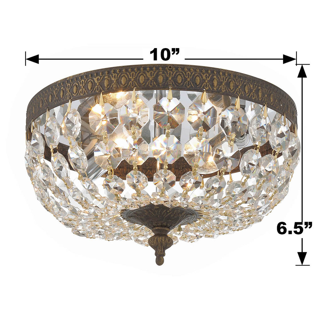 Crystorama Crystorama Crystorama 2 Light Clear Italian Crystal English Bronze Flush Mount